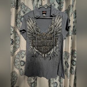 Gray Graphic Women Top
